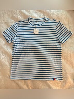 KULE Mister White and Blue Striped Crew Tee
